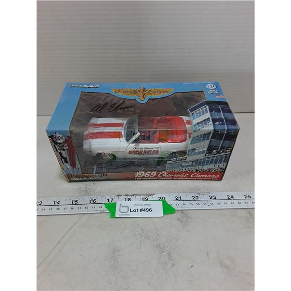 NIB Greenlight 1:24 Diecast 1969 Chevy Camaro SS Indy 500 Pace Car - Autographed by Al Unser Sr.