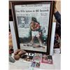 Image 1 : Muhammad Ali (40"x29" Framed Print, NIB Figure, Books, Collector Cards), Vintage Gloves - PICK UP