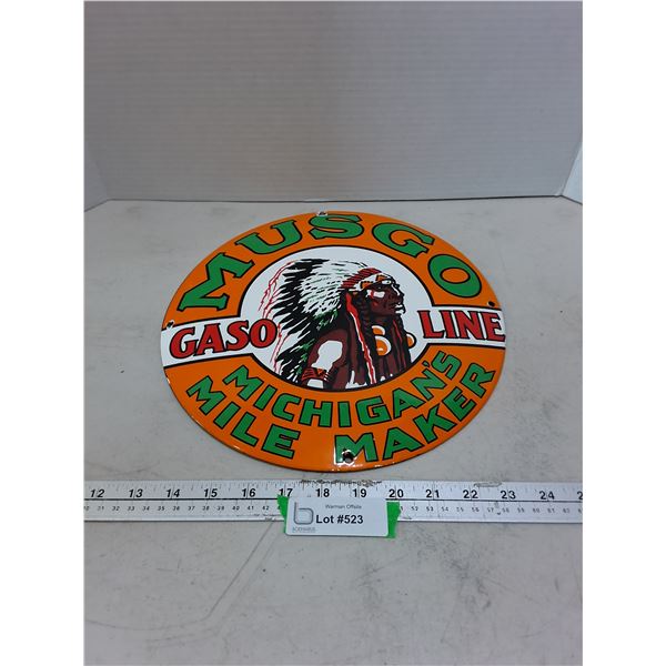 Retro Metal "Musgo Gasoline" Convex Wall Sign