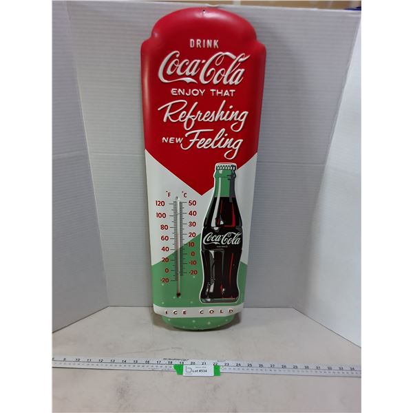 Retro Metal Coca-Cola Thermometer Sign - 27" x 9" - PICK UP