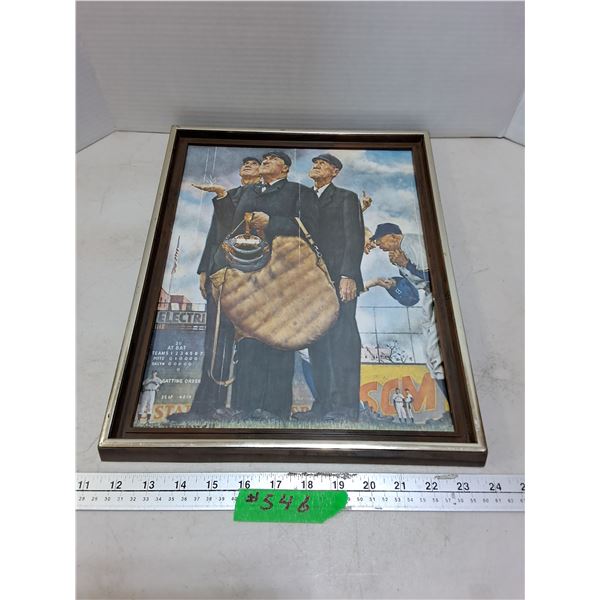 Framed Norman Rockwell Print Entitled "Tough Call" - 12" x 15"