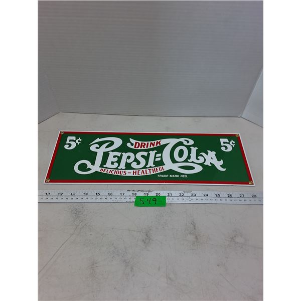 Vintage Metal Pepsi-Cola Advertisement Sign - 18" x 6"
