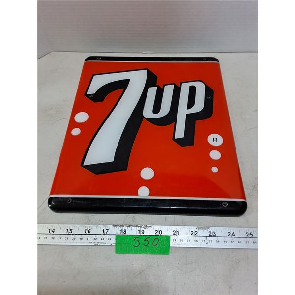 Vintage Plastic 7UP Wall Sign - 12" x 14"