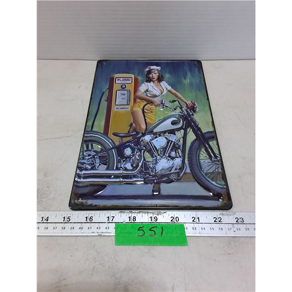 Retro Metal Shell Gasoline Sign - 8" x 11.5"