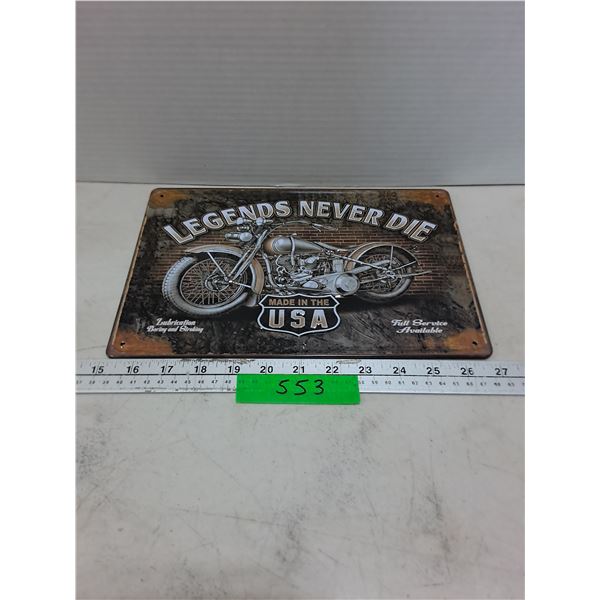 Metal Harley-Davidson "Legends Never Die" Sign - 8" x 12"