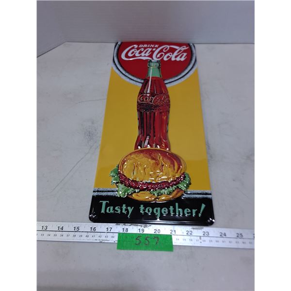 Retro Metal 18" x 8" Coca-Cola & Burger Sign