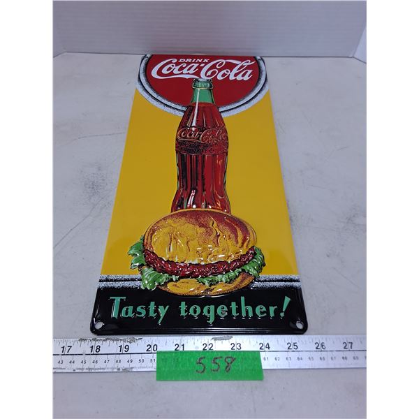 Retro Metal 18" x 8" Coca-Cola & Burger Sign