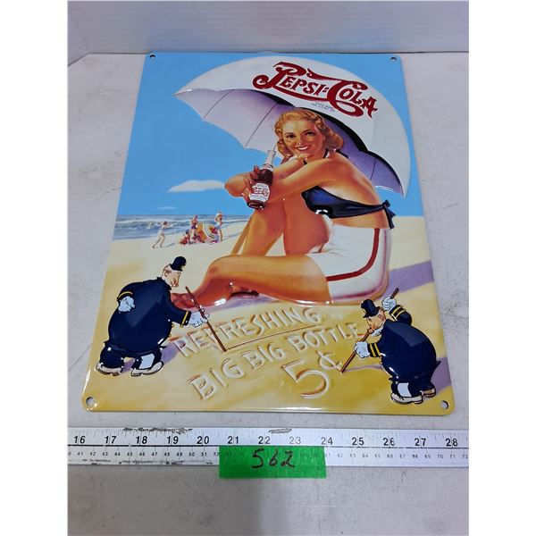 Retro Metal Pepsi-Cola 17" x 12.5" Sign