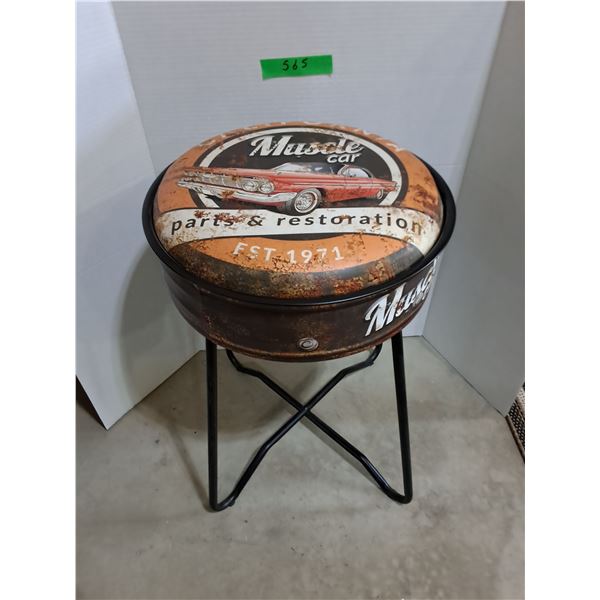 'Like New' Retro "Muscle Car" Metal Frame Stool - 21" High - PICK UP ONLY