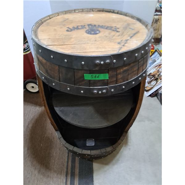 Jack Daniel's Lazy Susan Bar Storage Oak Barrel - 35" x 23" Diameter, CANNOT SHIP, PICKUP OFFSITE
