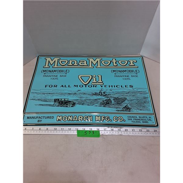 Retro Metal 'Mona Motor Oil' 14" x 20" Sign