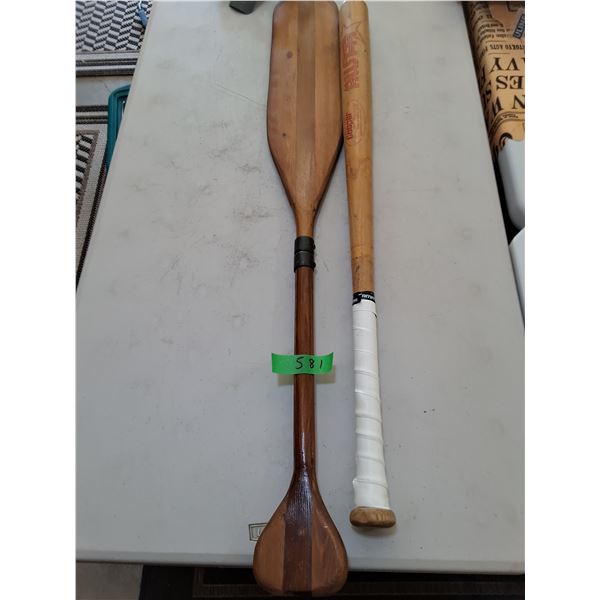 Wooden 39" Paddle, Cooper All-Star 33.5" Baseball Bat - CANNOT SHIP