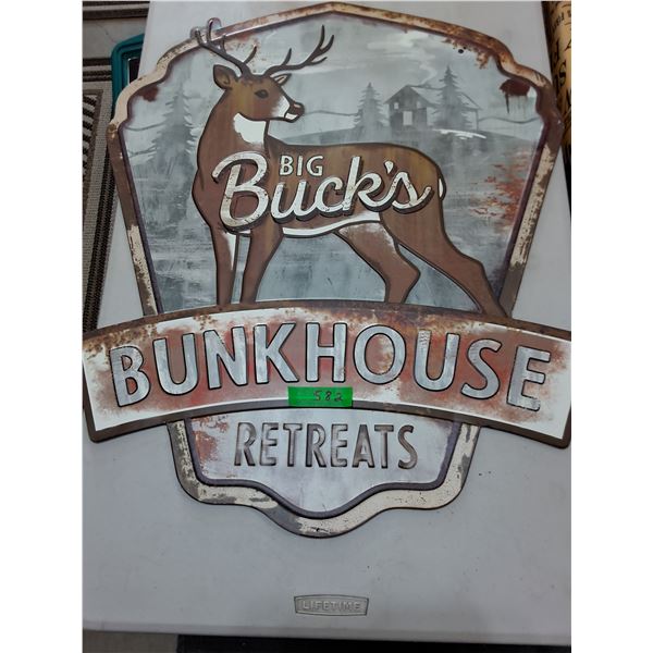 Retro Metal "Big Buck's Bunk House Retreats" - 30" x 24" - PICK UP ONLY
