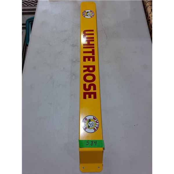 Retro Metal "White Rose" 33" Sign - PICK UP ONLY
