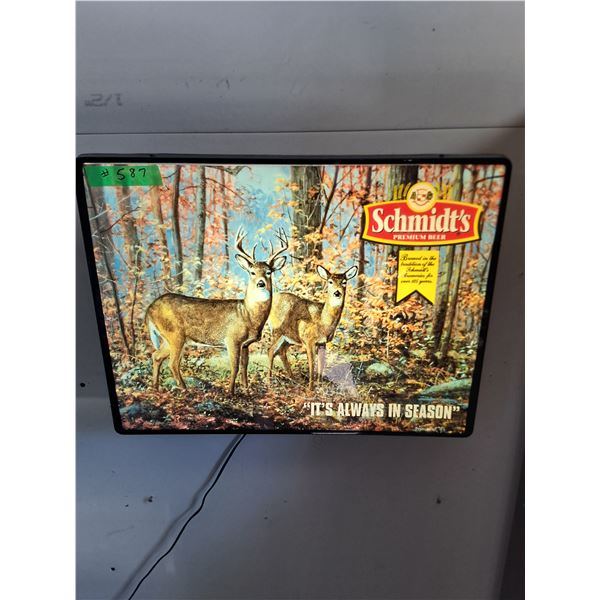 Electric "Schmidt's Premium Beer" Sign - 21x16x5 w/2 Extra Flourescent Bulbs - Working -PU