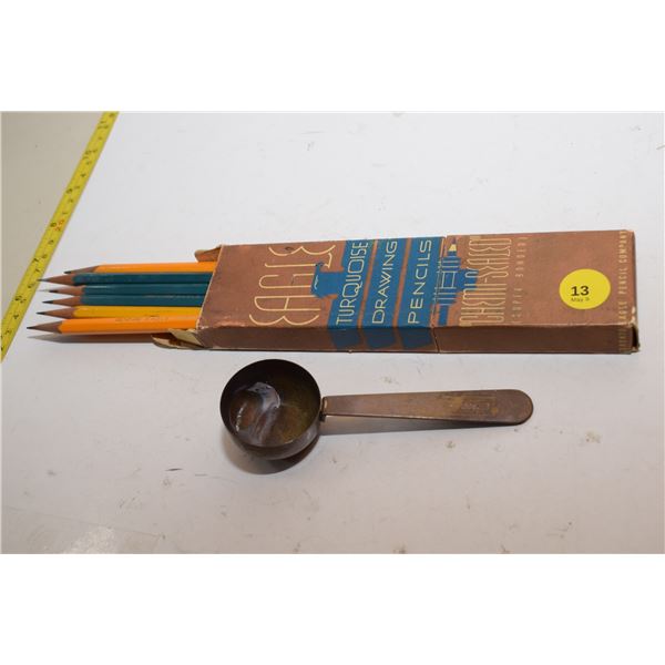 Nabob Brass Coffee Scoop + Eagle Pencils