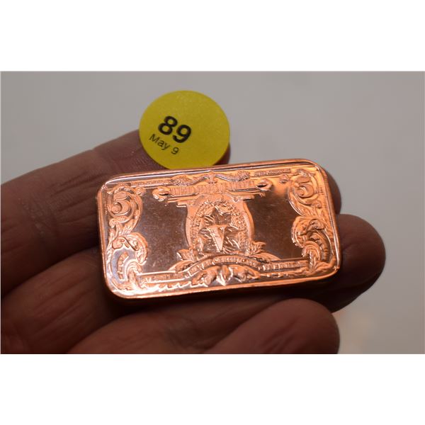 1oz USA .9999 Fine Copper Bar – Cannot Verify Authenticity
