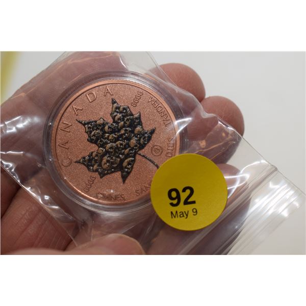 ½ oz Canada .9999 Fine Copper Skull Maple Leaf Token