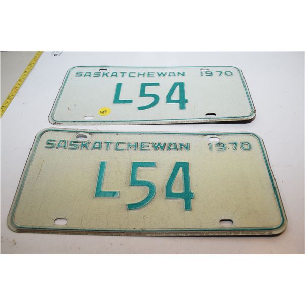 2-Digit 1970 Sask Livery License Plate
