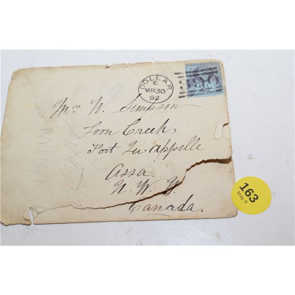 Pre-Sask Envelope w/ Unique Stamp
