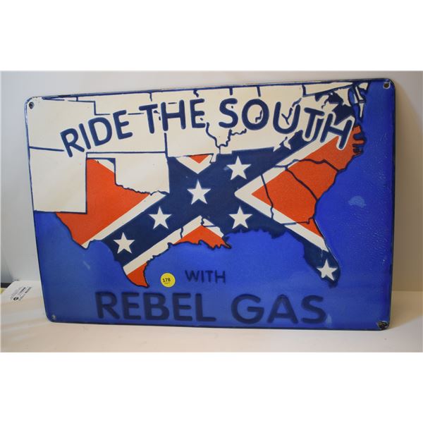 18x12” Rebel Gas Porcelain Fantasy Sign