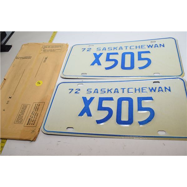 1972 Sask Emergency Vehicle License Plates