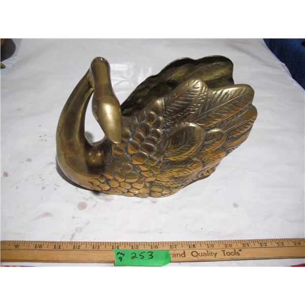 Vintage Large Brass Swan (11")