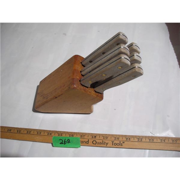 National Silver Company Knife Block w/ (6) Stainless Steel Knives