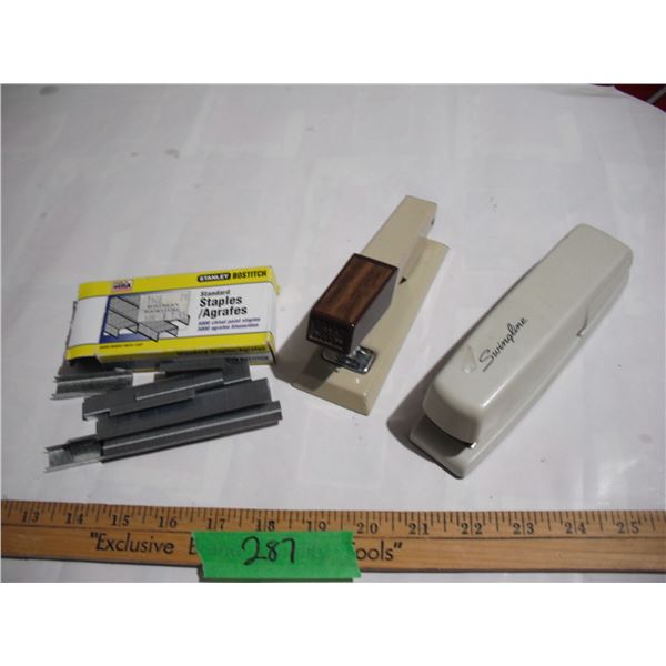 (2) Vintage Staplers(Bates 320, Swinshine545) W/ Staples