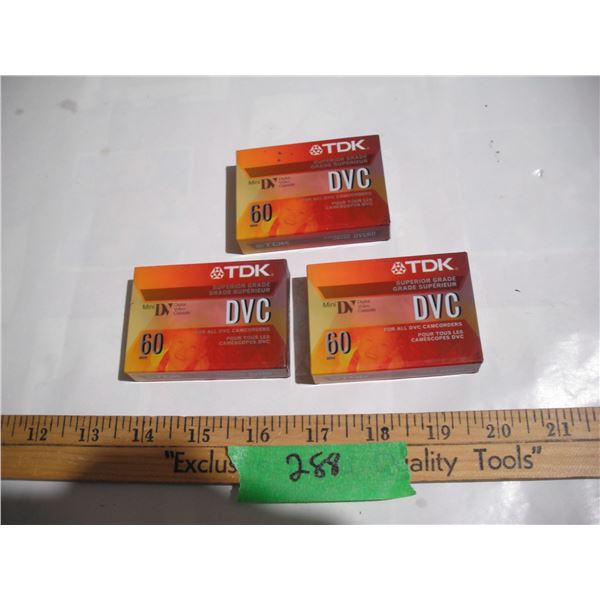 (3) Sealed TDK DVC Superior Grade Digital Video Cassettes