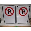 Image 1 : (2) Unused Aluminum No Parking Signs Reflective Non Reflective (12'x18")