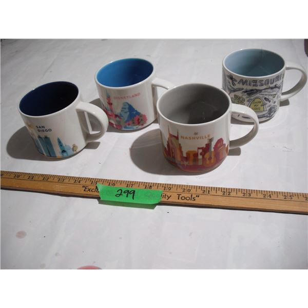 (4) Starbucks Collectors Coffee Mugs