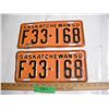 Image 1 : Pair of 1950 Farm License Plates SK