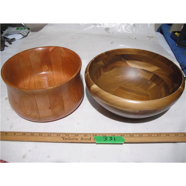 (2) Large Wooden Bowls