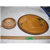 Image 1 : Small Wooden Bowl Hand Crafted by Marl Seemann Plus Wooden Plate Floral Design