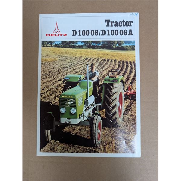 Deutz Tractor D 100 06/D 100 06 A Brochure
