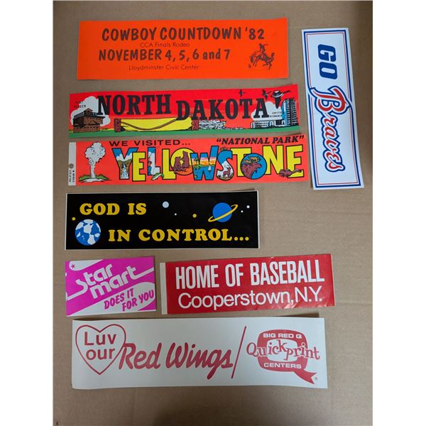 (8) Bumper Sticker Yellow Store, North Dakota, etc.