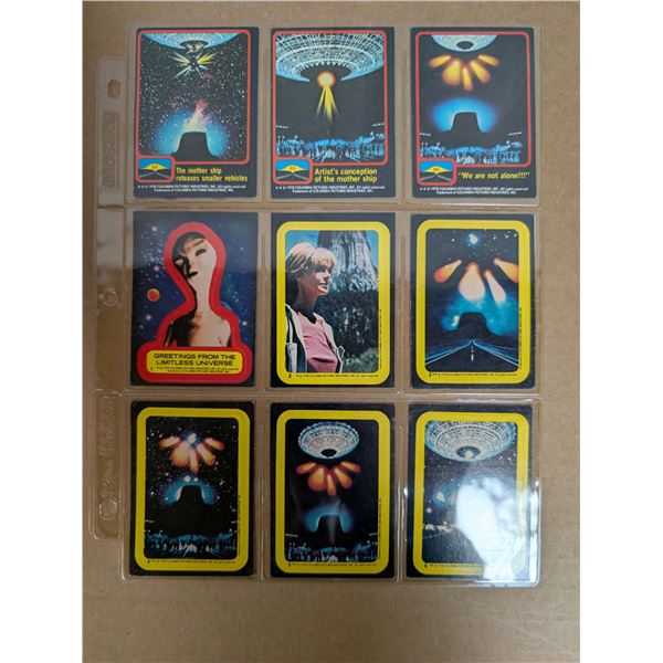 (9) Columbia Pictures Movie Close Encounter Cards w/ Stickers