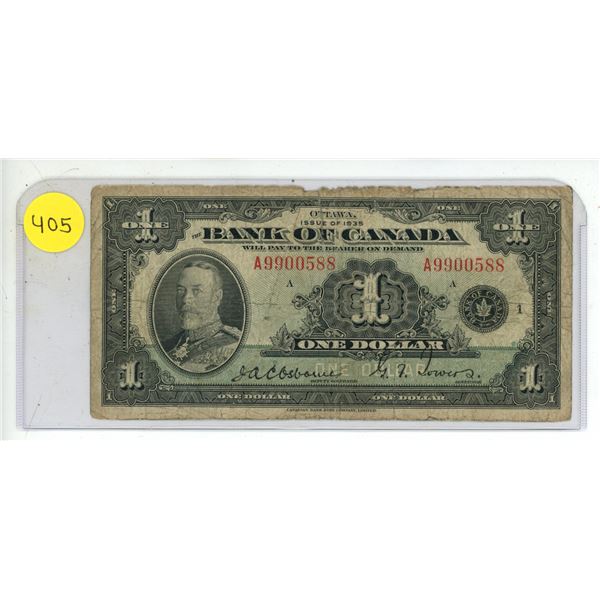 1935 Bank Of Canada One Dollar.
