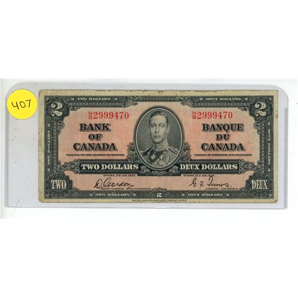 1937 Bank Of Canada Two Dollar.