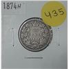 Image 1 : 1874 H Canada Silver 25 Cents.