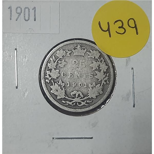 1901 Canada Silver 25 Cents.