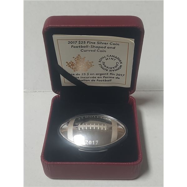 2017 $25 Fine Silver Coin Football-Shaped and Curved Coin.