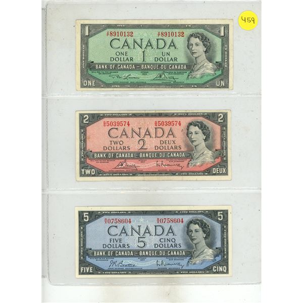 1954 Canada One, Two, Five Dollar.