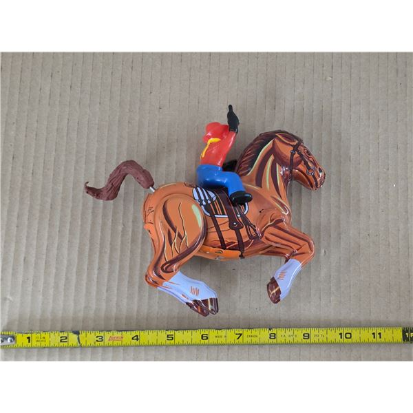 Wind up cowboy and horse toy-6"L- MTU- made in korea