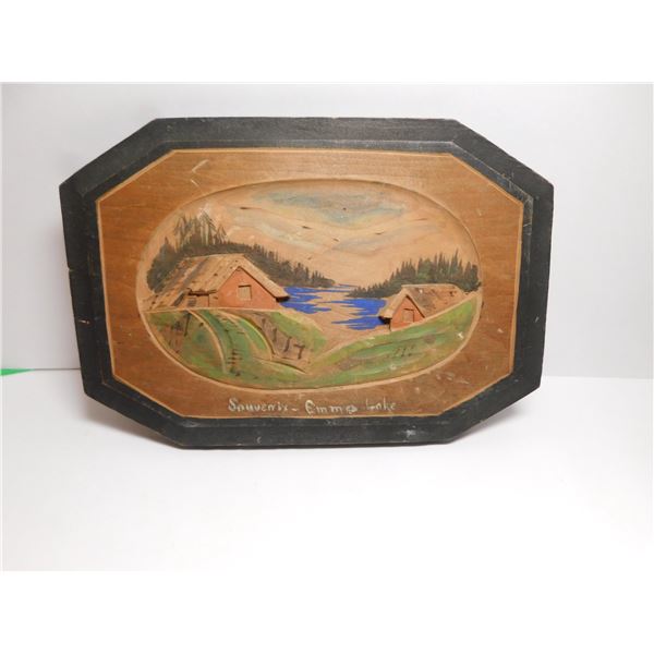 EMMA LAKE CARVING AND PAINTING ON WOOD VINTAGE SOUVENIR