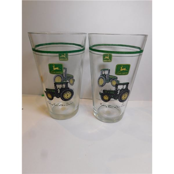 2 LARGE JOHN DEERE DRINKING GLASSES