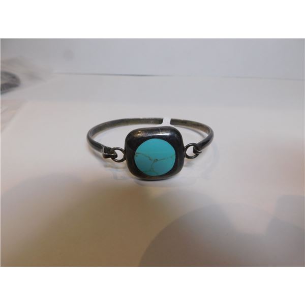 STERLING BRACELET WITH LARGE TURQUOISE