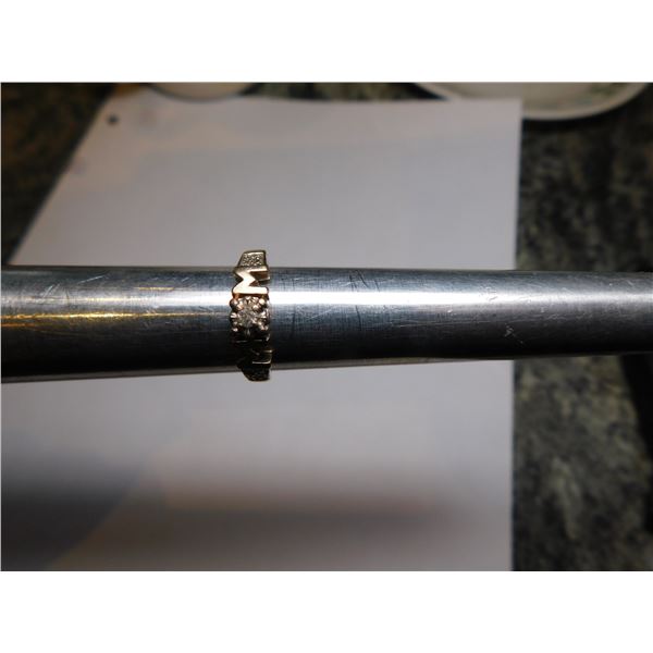 2.18g 10K GOLD WITH DIAMONDS TESTED “MOM” RING, SIZE 4.5