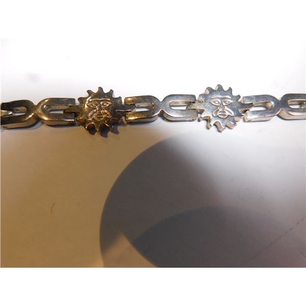 STERLING SUN THEMED MEXICAN BRACELET 23g